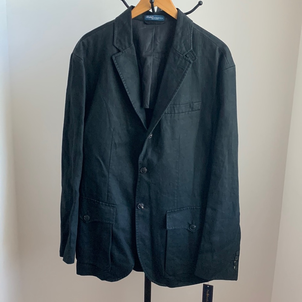 POLO by RALPH LAUREN MEN 100% LINEN BLAZER IN BLUE SZ 44-R